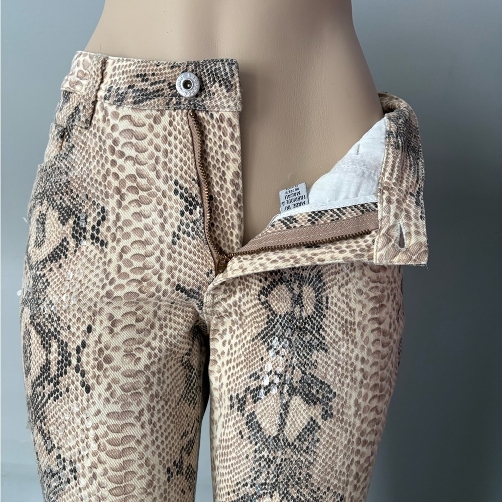 Parasuco Beige and Black Snake Print Trousers imitation leather Size 27 - Picture 11 of 16